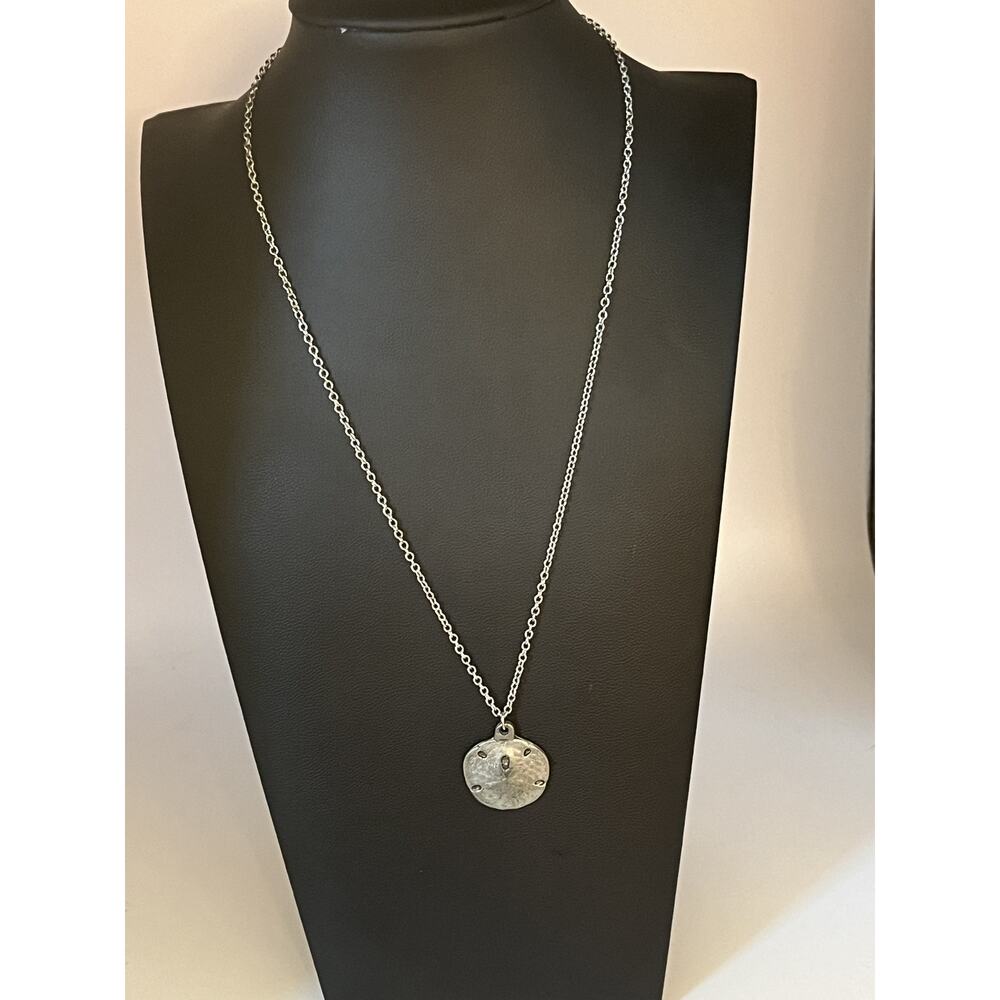 Vintage Pewter Signed Metzke Sand Dollar Pendant Necklace